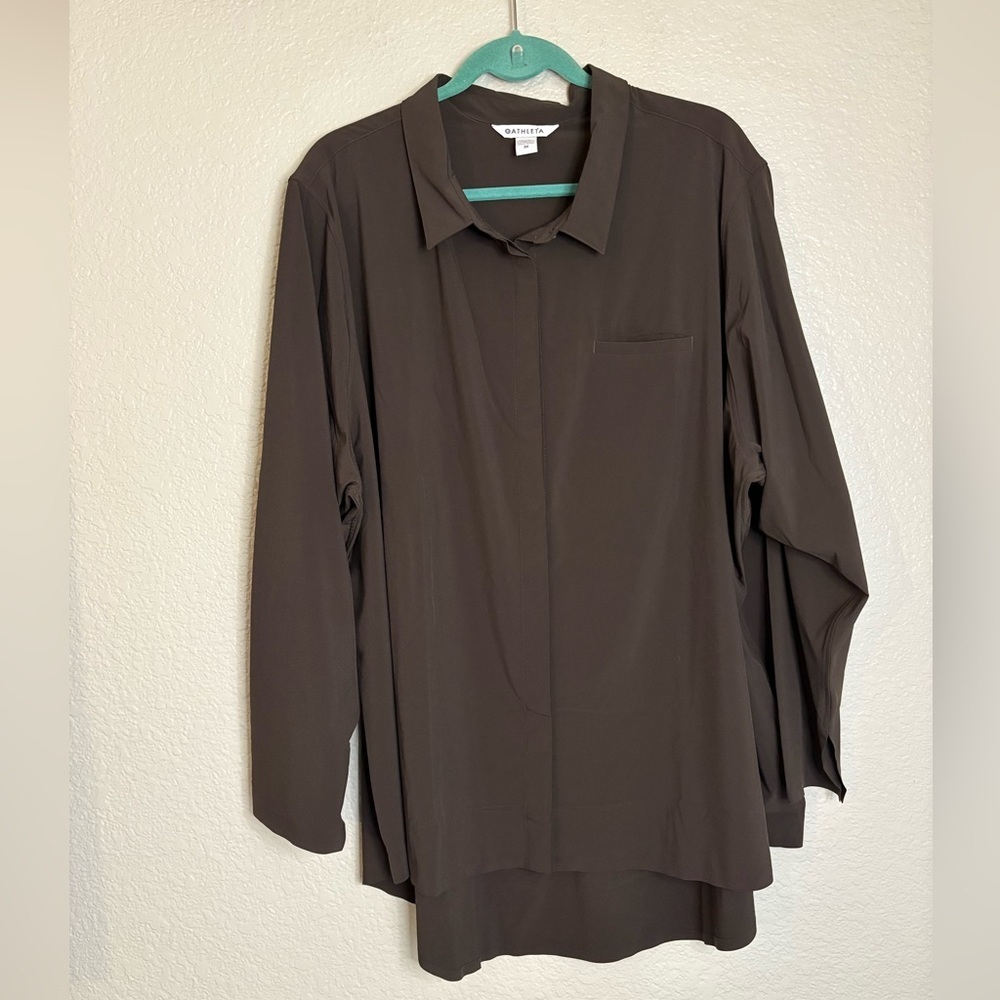 Athleta Urbanite Top 2.0 Walnut Brown 3X Button Down Flowy - Picture 14 of 14